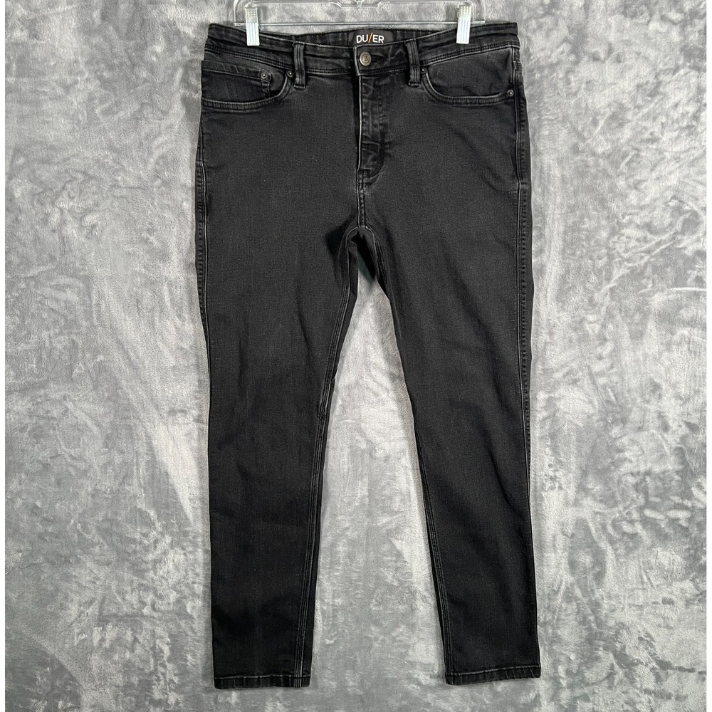 Duer Performance Slim Fit Jeans Mens 34x30 Black Denim Tapered Stretch Organic